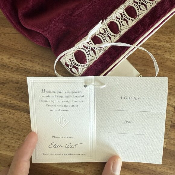 Eileen West Velvet Robe Burgundy Womens Large Embroidered Heirloom Old Money NWT - Picture 8 of 15